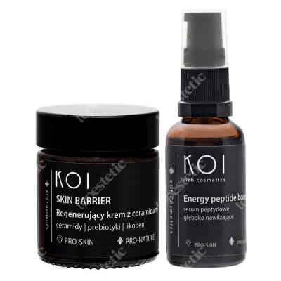 Koi Peptydowe Serum + Regenerujący Krem z Ceramidami ZESTAW Głębokie nawilżenie 30 ml + Ceramidy, probiotyki, likopen 30 ml