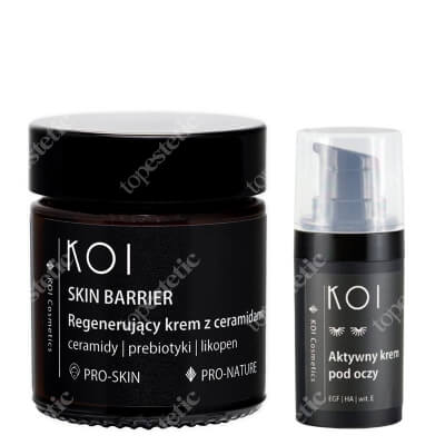 Koi Regenerujący Krem z Ceramidami + Aktywny Krem Pod Oczy ZESTAW Ceramidy, probiotyki, likopen 30 ml + Roślinny czynnik wzrostu 15 ml