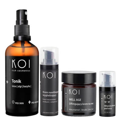 Koi Total Care ZESTAW Tonik do twarzy 100 ml + Krem na noc 30ml + Krem na dzień 30 ml + Krem pod oczy 15 ml