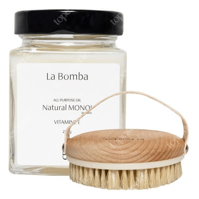 La Bomba Body Brush + Natural Monoi Vitamine E ZESTAW Szczotka do masażu ciała antycellulitowa 1 szt. + Olej Monoi 230 g