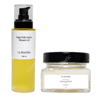 La Bomba Sage Palo Santo + Natural Monoi Vitamine E ZESTAW Olejek pod prysznic 100 ml + Olej Monoi 90 g