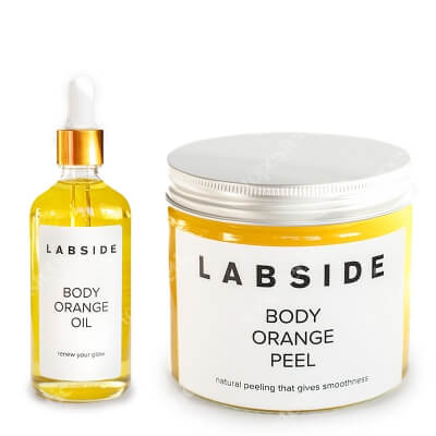 Labside Body Orange Set ZESTAW Wygładzający peeling do ciała 250 ml + Olejek ze słodkich migdałów o zapachu pomarańczy 120 ml