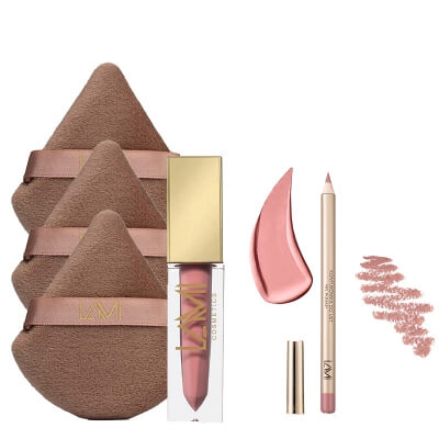 Lami Cosmetics Charming Set ZESTAW Konturówka (kolor Beżowo-różowa) 1,4 g + Pomadka - Charming (08) 5 g + Puszek do pudru 1 szt x 3