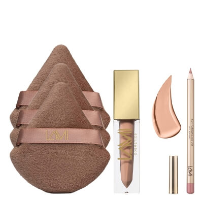 Lami Cosmetics Creamy Beige 2 ZESTAW Konturówka (kolor Beżowo-różowa) 1,4 g + Pomadka - Creamy Beige (02) 5 g + Puszek do pudru 1 szt x 3