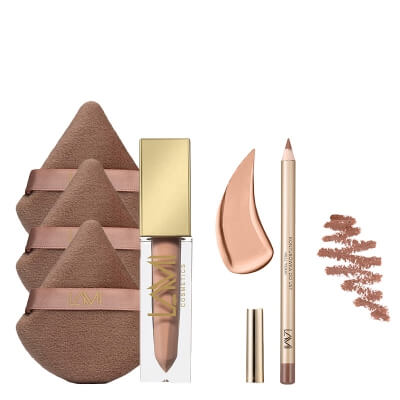 Lami Cosmetics Creamy Beige Set ZESTAW Konturówka (kolor Karmel) 1,4 g + Pomadka - Creamy Beige (02) 5 g + Puszek do pudru 1 szt x 3