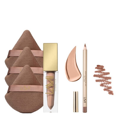 Lami Cosmetics Nude Master Set ZESTAW Konturówka (kolor Karmel) 1,4 g + Pomadka - Nude Master (01) 5 g + Puszek do pudru 1 szt x 3