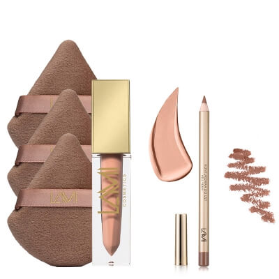 Lami Cosmetics Summer Peach Set ZESTAW Konturówka (kolor Karmel) 1,4 g + Pomadka - Summer Peach (05) 5 g + Puszek do pudru 1 szt x 3