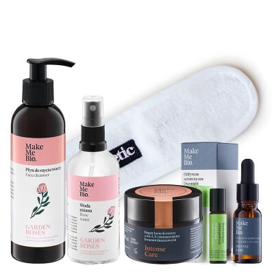 Make Me Bio Complex Skin Face Care ZESTAW Hydrolat z róży damasceńskiej 100 ml + Płyn do mycia twarzy 200 ml + Serum pod oczy 10 ml + Krem 50 ml + Super serum 15 ml + opaska 1 szt