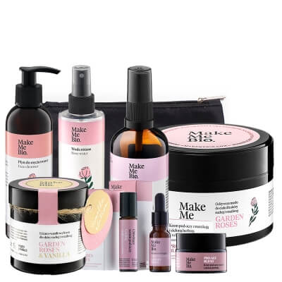 Make Me Bio Pink Care Set ZESTAW Krem 60 ml + Płyn 200 ml + Serum 15 ml + Olejek 100 ml + Pod Oczy 15 ml + Masło 230 ml + Roller 10 ml + Hydrolat 200 ml + kosmetyczka 1 szt