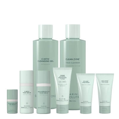 Marini SkinSolutions C-ESTA® Cleansing Gel + Clean Zyme® + Skin Zyme® Face Mask + Hyla3D® Face Mask + C-ESTA® Face Serum + Age Intervention® Face Cream + P ZESTAW Żel do mycia twarzy z DMAE i witaminą C 178 ml + Enzymatyczny żel oczyszczający 178 ml + Maska enzymatyczna 48 g + Głęboko nawilżają