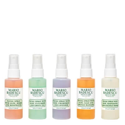 Mario Badescu Mini Mist Collection ZESTAW Mgiełka 59 ml + Nawilżająca mgiełka 59 ml + Kojąca mgiełka 59 ml + Energetyzująca mgiełka 59 ml + Mgiełka 59 ml