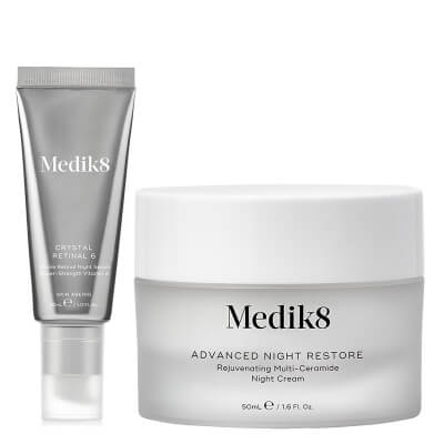 Medik8 Crystal Retinal 6 + Advanced Night Restore ZESTAW Stabilne serum na noc o wysokiej mocy z aldehydem retinowym 30 ml + Odbudowujący krem naprawczy na noc 50 ml