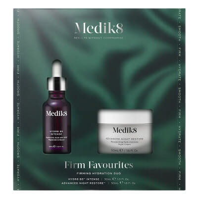 Medik8 Firm Favourites ZESTAW Wzmocnione serum z kwasem hialuronowym 30 ml + Odbudowujący krem naprawczy na noc 50 ml