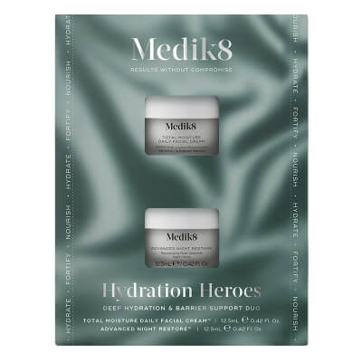 Medik8 Hydration Heroes ZESTAW Dogłębne nawilżenie skóry rano i wieczorem 12,5 ml + Odbudowujący krem naprawczy na noc 12,5 ml