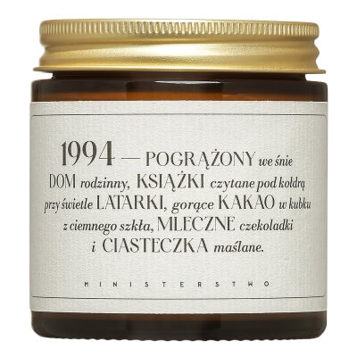 Ministerstwo Dobrego Mydła Świeca Zapachowa 1994 Świeca na bazie wosków roślinnych o nucie czekoladowo-ciasteczkowej 120 ml