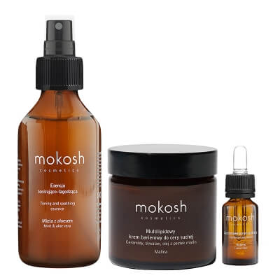 Mokosh Hydrating Care ZESTAW Esencja łagodząco-tonizująca 100 ml + Liposomowe serum pod oczy 12 ml + Krem Barierowy 60 ml