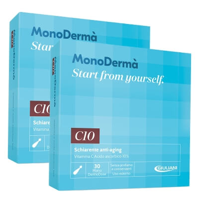 MonoDerma C10 Duo Pack ZESTAW Zawiera czystą witaminę C (kwas l-askorbinowy) w stężeniu 10% - 28 kaps. x 2