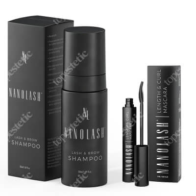 Nanolash Lash Care ZESTAW Szampon do rzęs i brwi 50 ml + Tusz do rzęs wydłużający i podkręcający (czarny) 10 ml