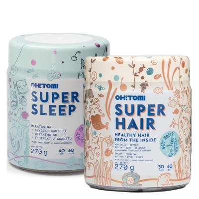 Oh Tomi Super set ZESTAW Żelki na sen 270 g + Zdrowe włosy od wewnątrz 270 g