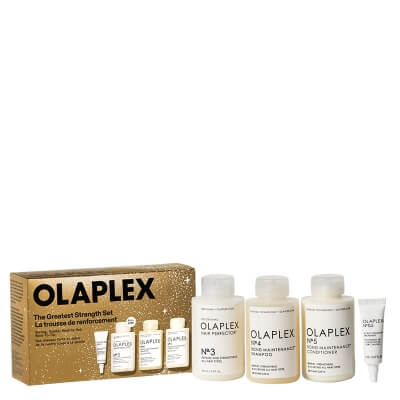 Olaplex The Greatest Strength Set ZESTAW Olaplex No.3 100 ml + Szampon No.4 100 ml + Odżywka No.5 100 ml + Serum No.0.5 5 ml