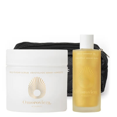 Omorovicza Gold Body ZESTAW Peeling do ciała ze złotem 200 ml + Złoty olejek rozświetlający 100 ml + Czarna, duża 1 szt