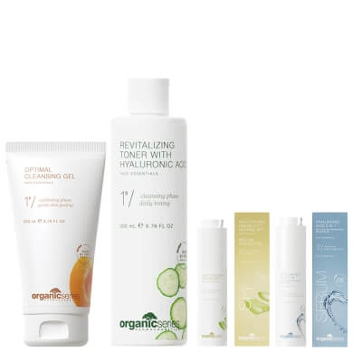Organic Series Revitalizing Skin Hyaluronic Boost ZESTAW Żel do mycia twarzy 200 ml + Rewitalizujący tonik 200 ml + Krem nawilżający 50 ml + Kwas hialuronowy 3w1 50 ml