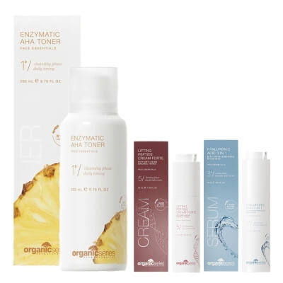 Organic Series Skin Lifting ZESTAW Enzymatyczny tonik z kwasami AHA 200 ml + Liftingujący krem peptydowy 50 ml + Kwas hialuronowy 3w1 50 ml