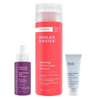 Paulas Choice Clean and Care ZESTAW Intensywnie odżywczy krem dla skóry suchej 15 ml + Jedwabisty żel oczyszczający 198 ml + Serum regenerujące 20 ml