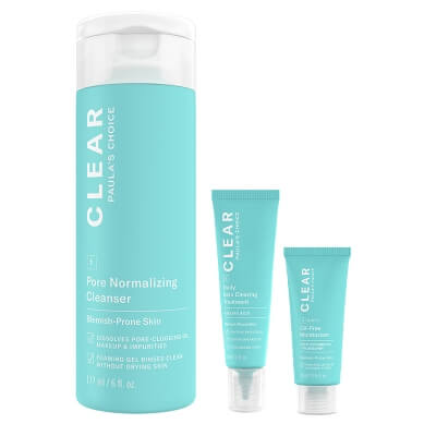Paulas Choice Clear Care ZESTAW Krem wielozadaniowy 30 ml + Żel oczyszczający 177 ml + Lekki krem nawilżający 15 ml