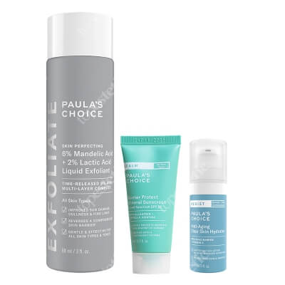 Paulas Choice Day and Night Care ZESTAW Płyn złuszczający 88 ml + Ochrona przeciwsłoneczna SPF 30 15 ml + Krem na noc 10 ml