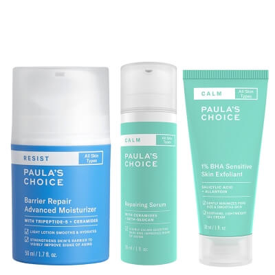 Paulas Choice Exfoliant Repair Barrier ZESTAW Preparat złuszczający 30 ml + Serum naprawcze 30 ml + Zaawansowany krem nawilżający 50 ml