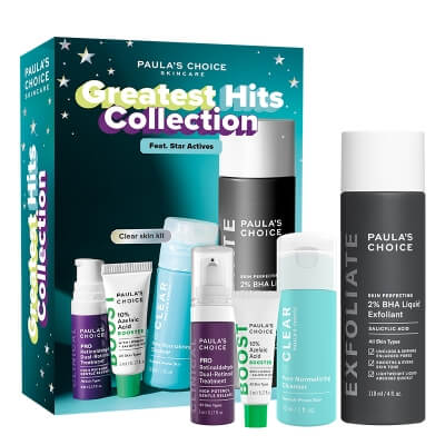 Paulas Choice Greatest Hits Colletions ZESTAW Płyn złuszczający z 2% kwasem salicylowym 118 ml + Żel oczyszczający do twarzy 30 ml + Serum wygładzające 5 ml + Kliniczna kuracja 5 ml