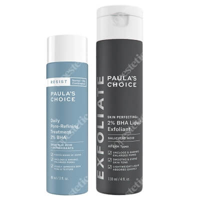 Paulas Choice Oil and Combination Skin Care ZESTAW Kuracja normalizująca, zwężająca pory na dzień 88 ml + Płyn złuszczający z 2% kwasem salicylowym 118 ml