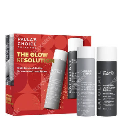 Paulas Choice The Glow Resolution ZESTAW Płyn złuszczający z 2% kwasem salicylowym 118 ml + Płyn złuszczający z 6% kwasem migdałowym + 2% kwasem mlekowym 88 ml