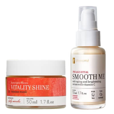 Phenome Glow Recharge Duo ZESTAW Serum do twarzy z witaminą C 50 ml + Rozświetlająca maska żelowa 50 ml