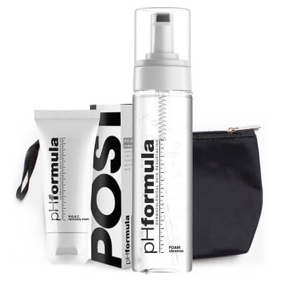 pHformula FOAM Cleanse + POST Recovery ZESTAW Pianka myjąca 150 ml + Aktywny krem przyspieszający regenerację 50 ml + Kosmetyczka 1 szt