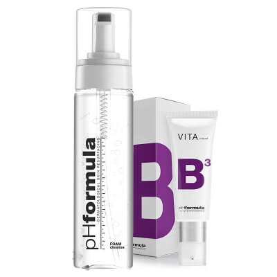 pHformula FOAM Cleanse + VITA B3 Cream 24h ZESTAW Pianka myjąca 150 ml + 24-godzinny krem nawilżający, łagodząco-przeciwnaczynkowy z 5% niacyną 50 ml