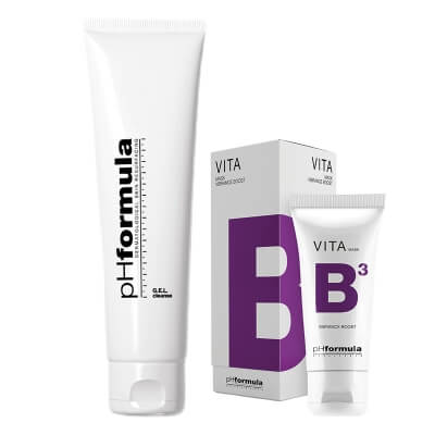 pHformula G.E.L Cleanse + VITA B Mask ZESTAW Delikatny żel myjący dla skóry wrażliwej i reaktywnej 100 ml + Maska z witaminą B 50 ml