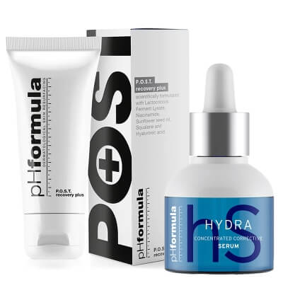 pHformula Hydra Serum + POST Recovery Plus ZESTAW Skoncentrowane serum korygujące na dzień i na noc 30 ml + Wielofunkcyjny krem przywracający równowagę 50 ml