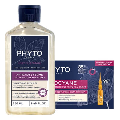 Phyto Anti-Hair Loss For Woman Set ZESTAW Rewitalizujący szampon dla kobiet 250 ml + Kuracja przeciw okresowemu wypadaniu włosów dla kobiet 12x 5 ml
