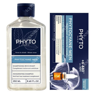Phyto Phytocyane Men ZESTAW Rewitalizujący szampon 250 ml + Kuracja przeciw wypadaniu włosów 12x 3,5 ml