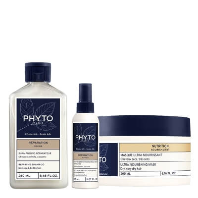 Phyto Repairing Set ZESTAW Szampon odbudowujący 250 ml + Regenerująca maska 200 ml + Spray termoochronny 150 ml