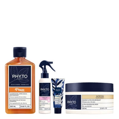 Phyto Sommer Hair Set ZESTAW Szampon po kąpieli słonecznej 250 ml + Odżywczy krem do włosów 50 ml + Spray podkreślający loki 150 ml + Regenerująca maska 200 ml