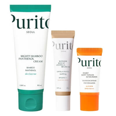 Purito Seoul Ready To Go ZESTAW Krem przeciwsłoneczny 15 ml + Krem BB 30 ml + Krem z pantenolem 100 ml