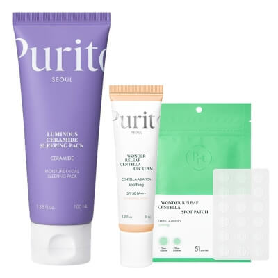 Purito Seoul Wonder Care ZESTAW Krem BB SPF 30 PA+++ ( kolor 13 Neutral Ivory) 30 ml + Plastry do stosowania punktowo 51 szt + Regenerujący krem na noc 100 ml