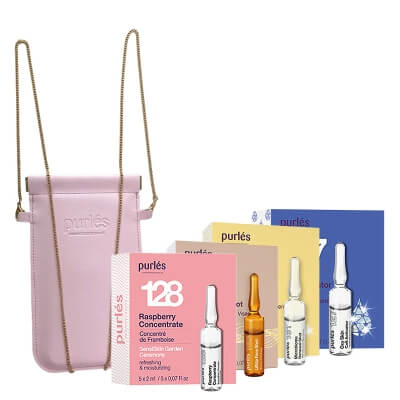Purles Ampoules Set with Phone Bag ZESTAW Koncentrat malinowy 5 x 2 ml + Napinająca ampułka 5 x 2 ml + Ampułki odnawiające 5 x 2 ml + Oxy aktywator 5 x 2 ml + Phone Bag 1 szt