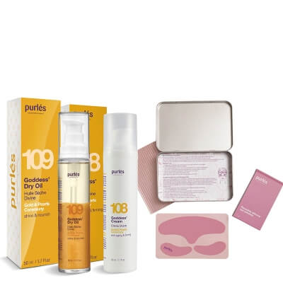 Purles Goddess Set ZESTAW Suchy olejek 50 ml + Krem 50 ml + Silikonowe płatki pod oczy i na czoło 1 szt