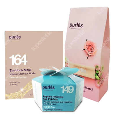 Purles Lifting Ritual Set ZESTAW Maska liftingująca 1 szt + Płatki peptydowe pod oczy 60 szt + Opaska kosmetyczna z gumką 1 szt