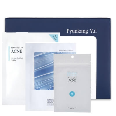 Pyunkang Yul Care Patch Set ZESTAW Ultracienkie plastry punktowe 15 szt + Płatki dla cery trądzikowej 1 szt + Nawilżająca maseczka 1 szt + Płatki kosmetyczne 160 szt