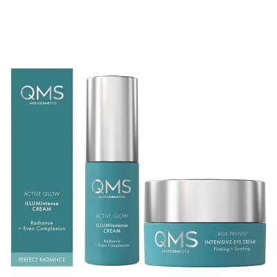 QMS Age Prevent Glow Skin ZESTAW Liftingujący krem na okolice oka z peptydami 15 ml + Krem aktywnie rozświetlający 10 ml